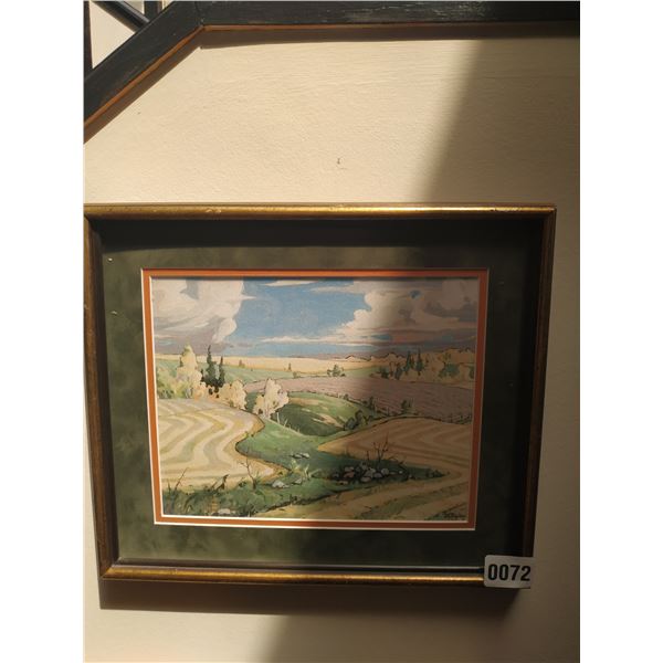 Framed Watercolor Painting of FarmLand by Dave Ripley