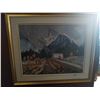 Image 1 : Framed Canvas Painting of Train Tracks in the Mountains by Lorne Day