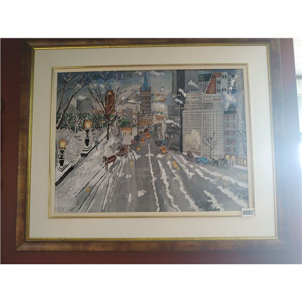 Framed Canvas Painting of City Street in the Winter by Lorne Day