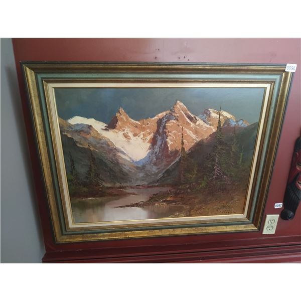 Hans Grabner - Framed Canvas Painting of Mountain Scene