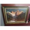 Image 1 : Hans Grabner - Framed Canvas Painting of Mountain Scene