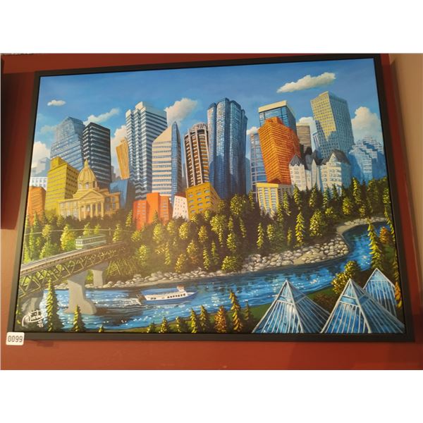 M. Fzeilas Framed Canvas Painting of Downtown Edmonton
