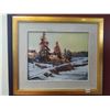 Image 1 : Framed Canvas Painting Spruce Trees in Winter