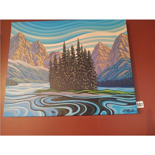 Canvas Painting of Mountain Scene