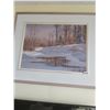Image 1 : Framed Acrylic Painting of Wintery River Scene by Jean Peters