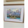 Image 1 : Framed Painting of Mountain and River by DE Ripley