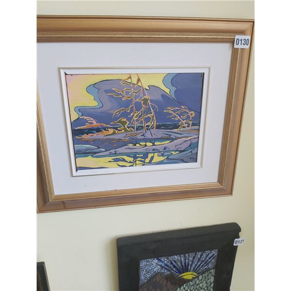 Framed Canvas Painting of Riverside Trees