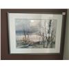 Image 1 : Framed Watercolor Painting of Wintery Country Scene