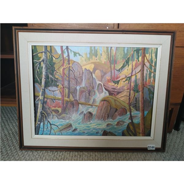 Framed Canvas Painting of Mountain River
