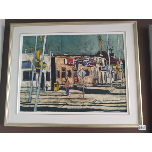 Framed Picture of Man Walking on City Street