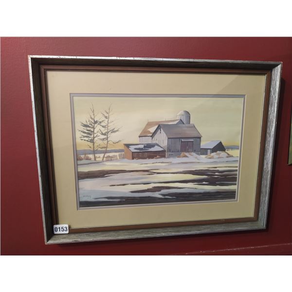 Framed Painting of Farm by Dave Ripley