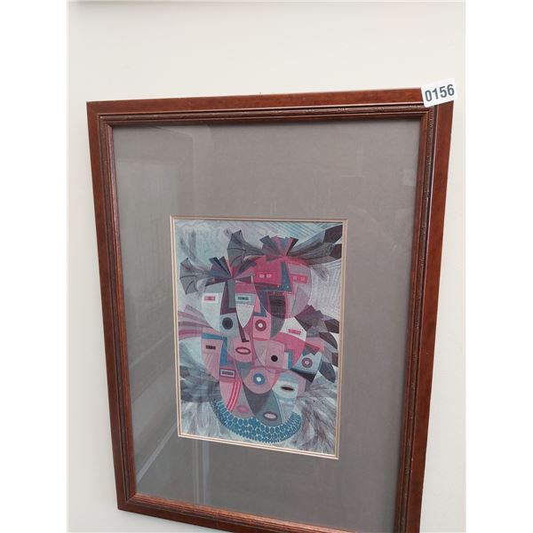 Framed Abstract Print of Ceremonal Masks
