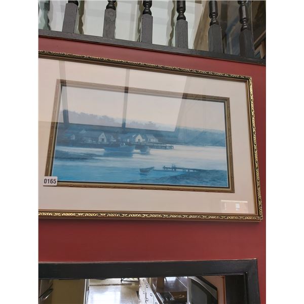 Framed Lake Shore Painting