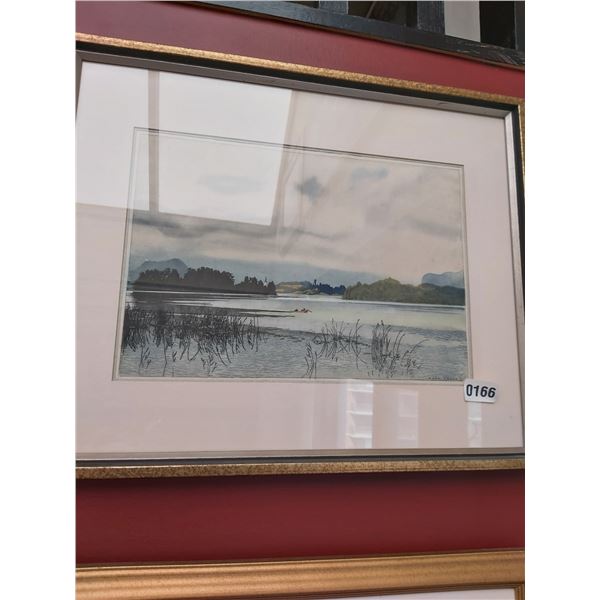 Framed Lake Scenery Painting
