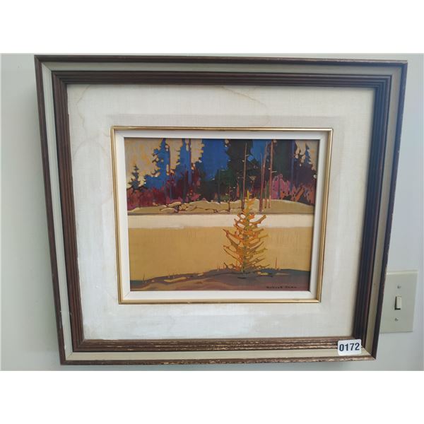 Framed Canvas Painting of Trees on a River
