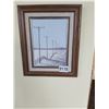 Image 1 : Framed Watercolor Painting of Powerlines in Country