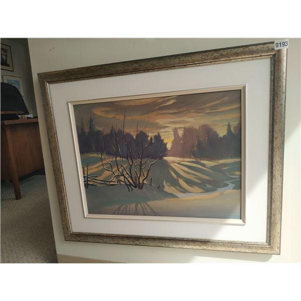Framed Canvas Painting of Wintery Country Scene
