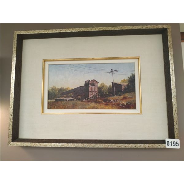 Framed Canvas Painting of Old Barn on Farm