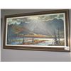 Image 1 : Framed Canvas Painting of Mountain & River Scene