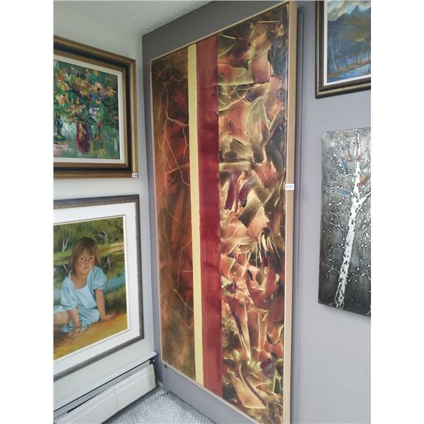 Framed Abstract Oil Acrylic Painting  Amber Heat 