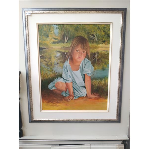 Framed Canvas Painting of a Little Girl