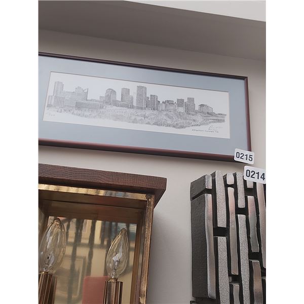 Framed Pencil Sketch of Downtown Edmonton