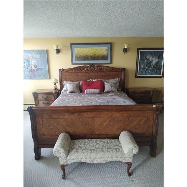 King Size Sleigh Bed And Side Tables