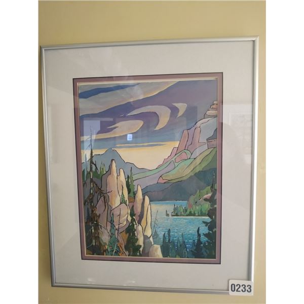 Framed Painting of Mountain & River