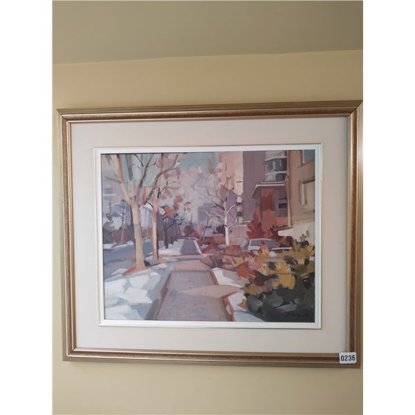 Framed Painting of City Street
