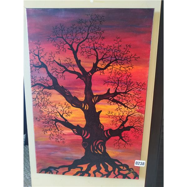 Framed Canvas Painting of Tree