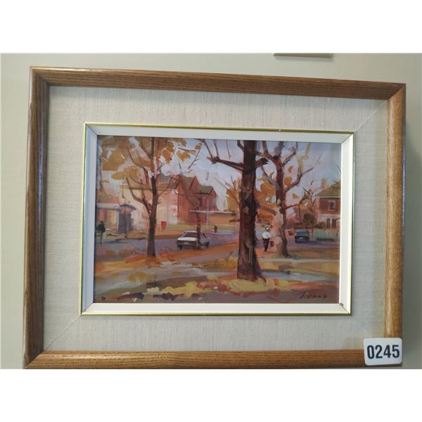 Framed Painting of Neighbourhood Street