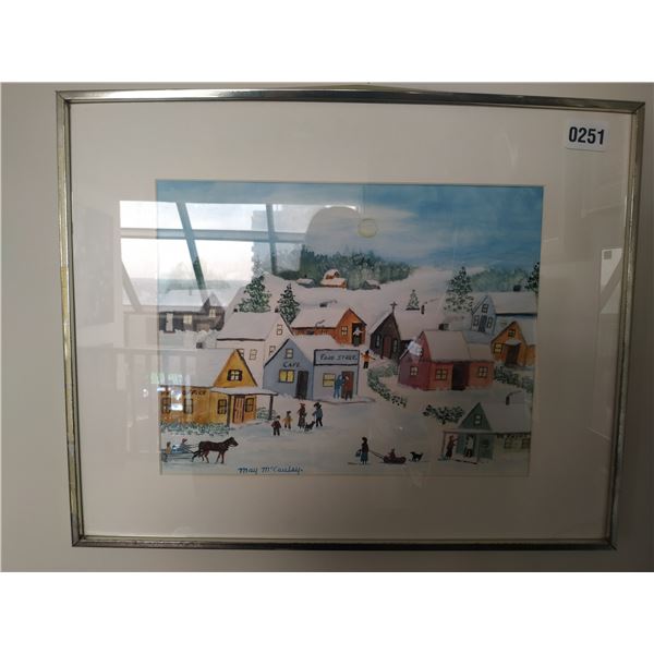 Framed Canvas Painting of Small Town in the Winter