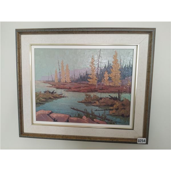 Framed Canvas Painting of River Scene