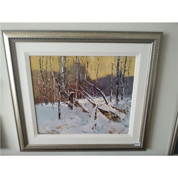 Framed Canvas Painting of Forest in the Winter