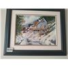 Image 1 : Framed Canvas Painting of Country Houses in Winter
