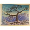 Image 1 : Canvas Painting of Tree on Mountain in Winter