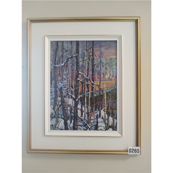 Framed Canvas Painting of Trees in a Forest