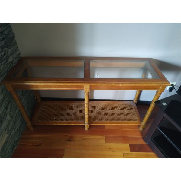 Wood Side Table with Glass Top