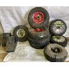 Image 1 : LOT OF 8 - WHEELBARROW / CART TIRES - AS NEW & 2 X CHOCKS