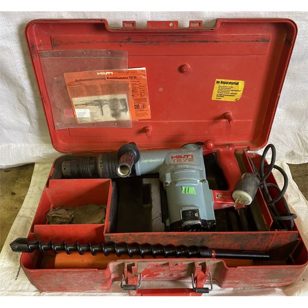 HILTI MODEL TE72 HD DRILL W/ NEW BIT & CASE