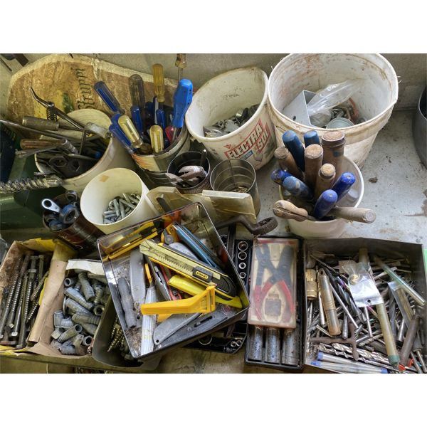 JOB LOT - HAND TOOLS, HARDWARE, HD BIT, SOCKETS, ETC