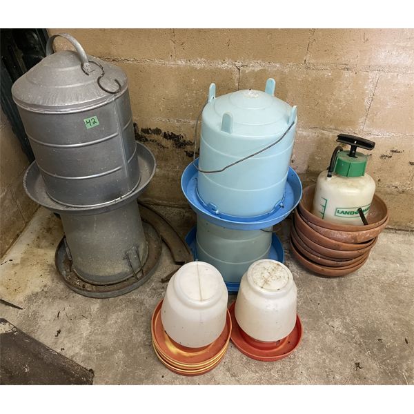JOB LOT OF MISC CHICKEN FEEDERS