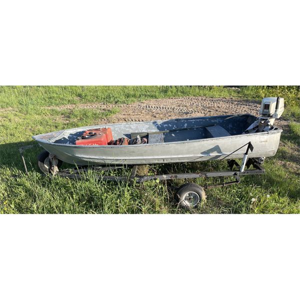 PETERBOROUGH ALUM FISHING BOAT - 12' W/ CHRYSLER 9.2 HP ENGINE - ON TRAILER