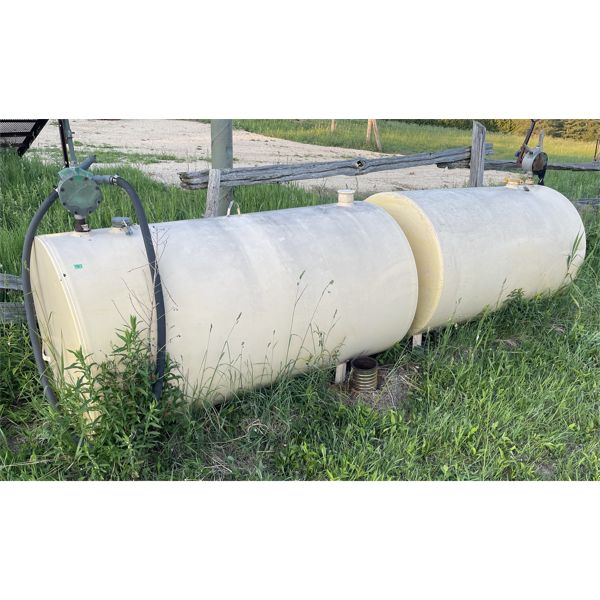 LOT OF 2 FUEL TANKS - APPROX 250 GAL EACH - 1 TANK IS FULL OF DYED DIESEL