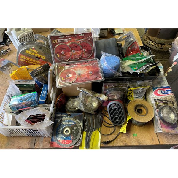JOB LOT - MISC LIGHT, BLADES, WIRE, INSULATORS, ETC
