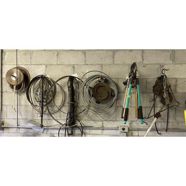 JOB LOT - CABLE, CUTTING BLADES, 2X TOP LINKS, GARDEN TRIMMERS, ETC