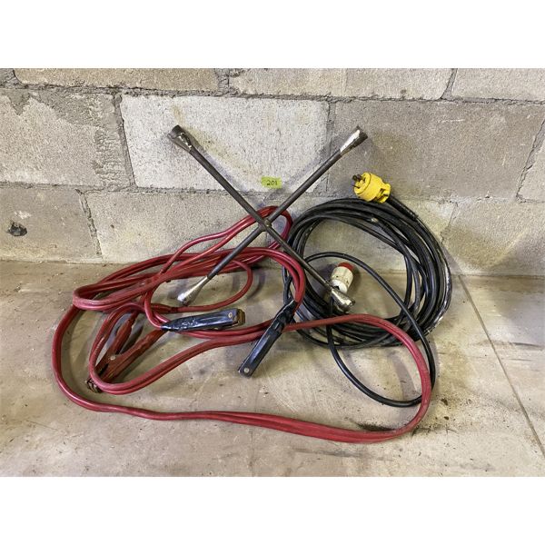 JOB LOT - BOOSTER CABLES, EXT CORD, ETC.
