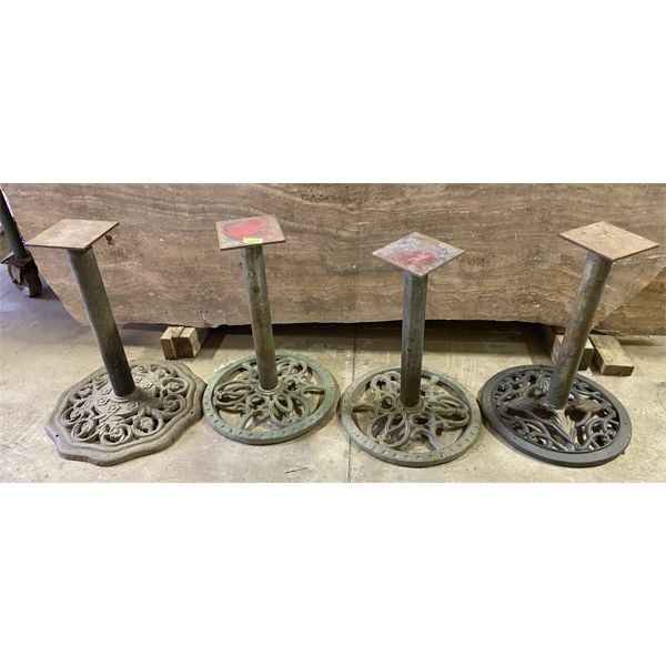 LOT OF 4 - CAST PATIO TABLE BASES - APPROX 2' HIGH