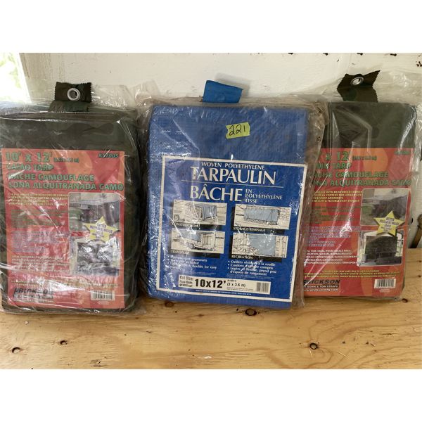 LOT OF 3 - 10 FOOT X 12 FOOT TARPS 