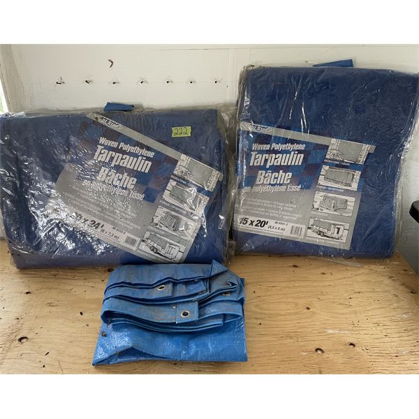 LOT OF 3 - 20 X 24, 15 X 20 AND SMALLER TARPS